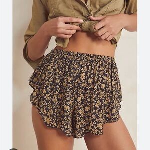Free People Intimately Outta This World Shorts Dark Black Floral Combo Large L